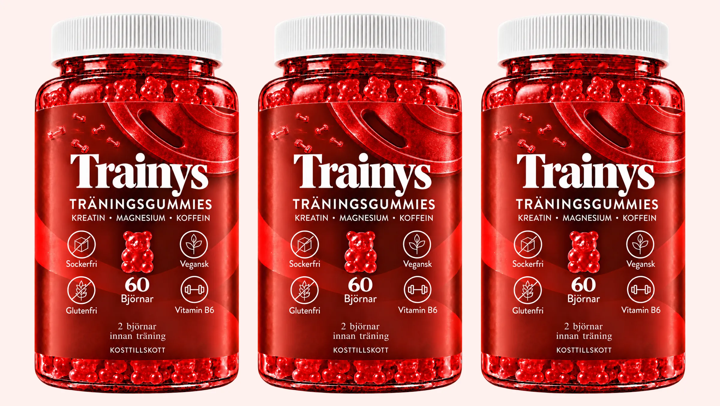 Tre Trainys-burkar i produktbild
