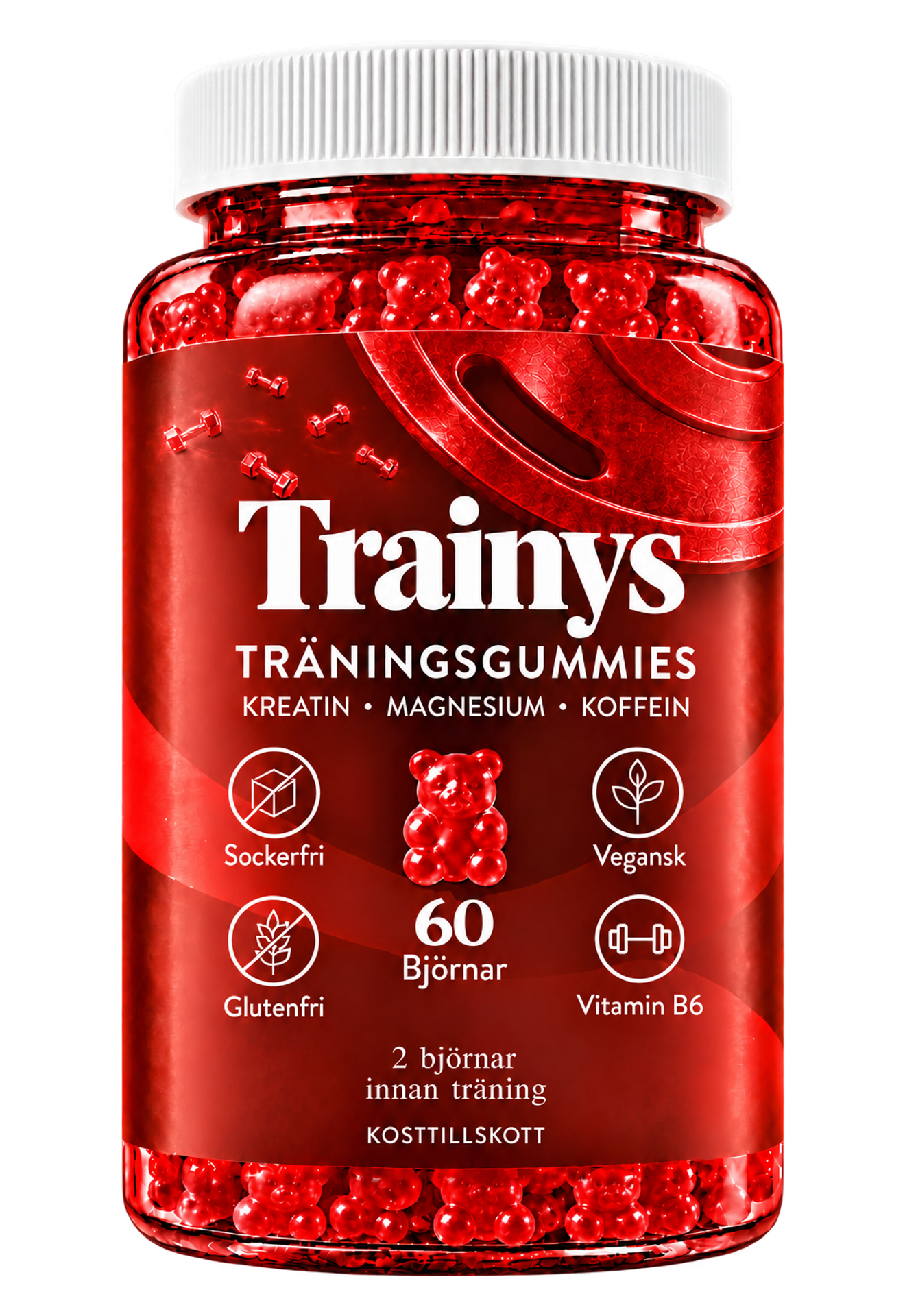 Trainys träningsgummies – 60 björnar i en burk
